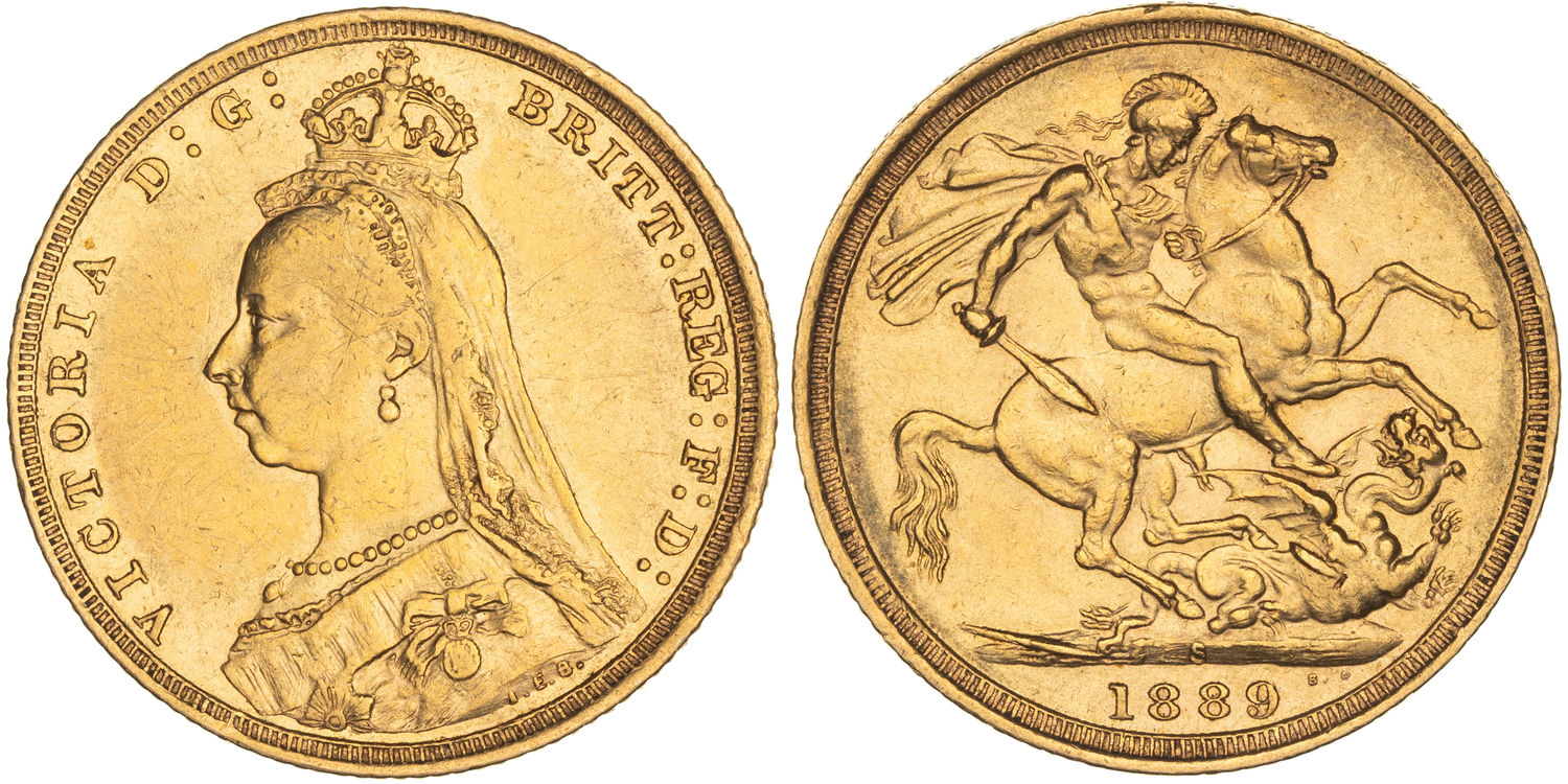 Victoria, St George Reverse, Sovereign, 1889-S, VF