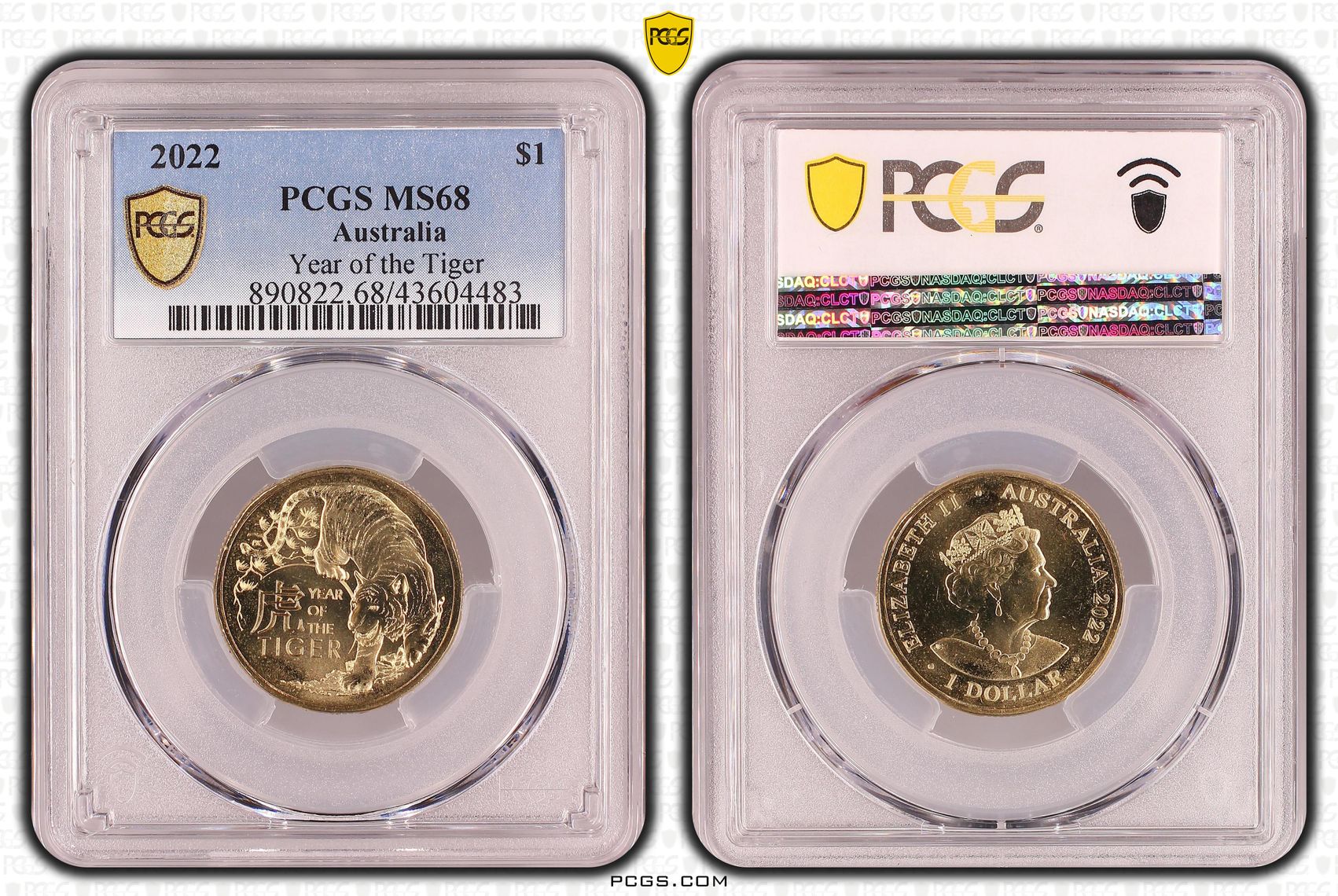 2022 Australia One Dollar, $1 Year of the Tiger PCGS - MS68 -483