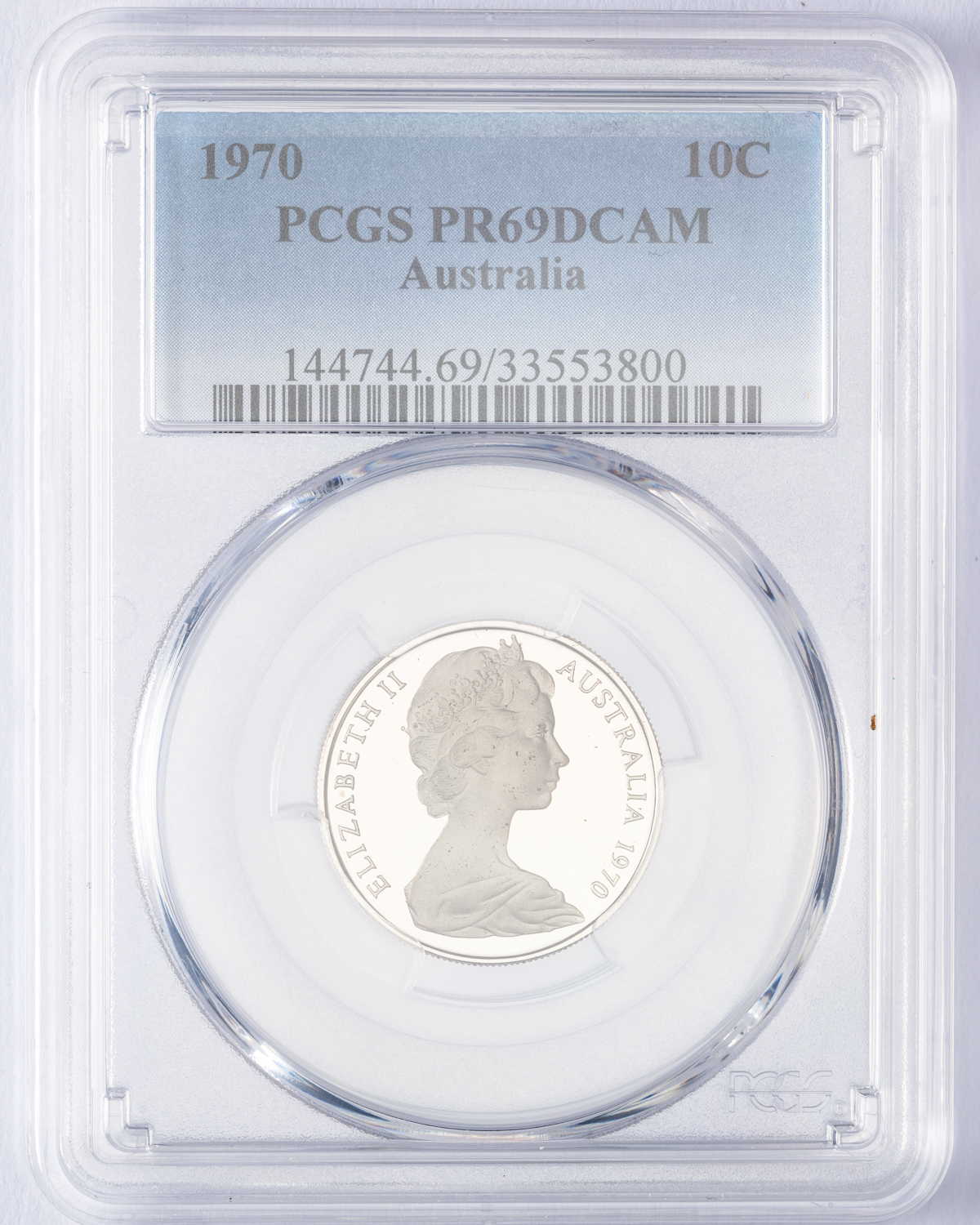Elizabeth II, Ten Cent, 1970, PCGS PR69DCAM
