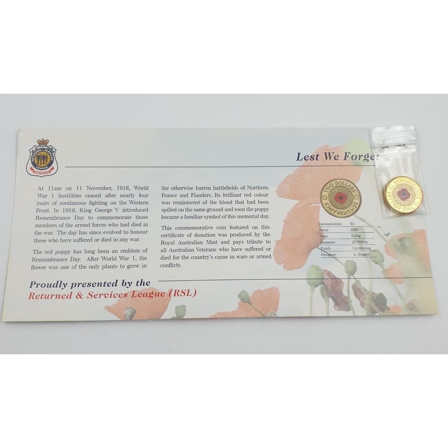 2012 RSL Red Poppy Coin and Card