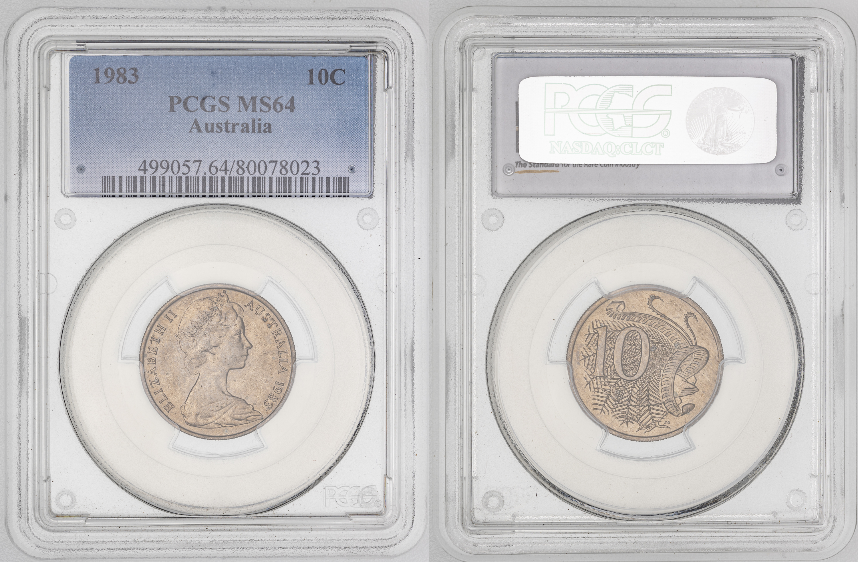 Elizabeth II, , Ten Cent, 1983, PCGS MS64