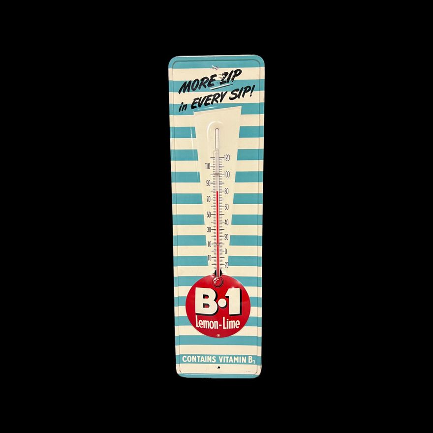 B1 Lemon Lime More Zip Tin Metal Soda Thermometer
