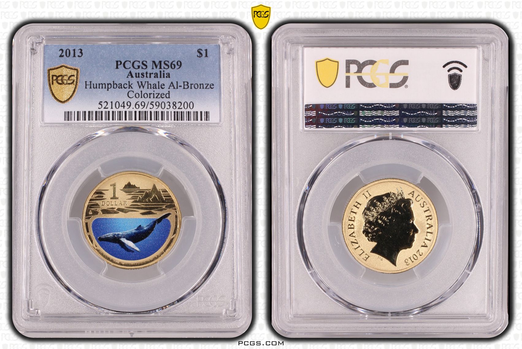 Humpback Whale Al-Bronze, POP 7/0, One Dollar, 2013, PCGS MS69