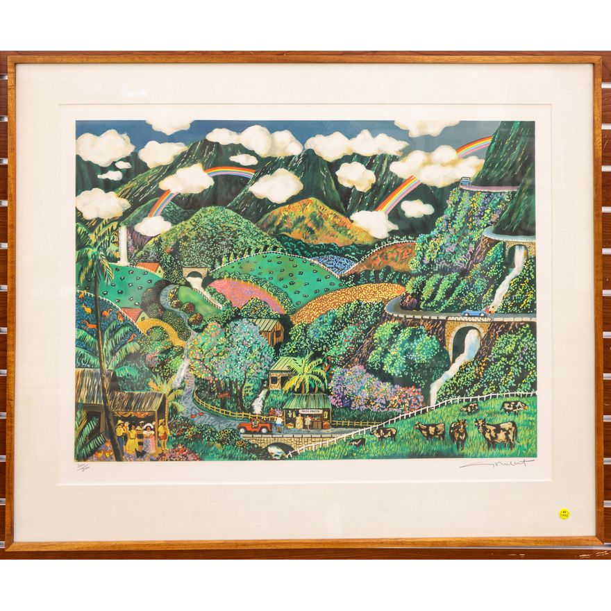 Guy Buffet ''Chasing Rainbows'' S/N Serigraph in Koa Wood Frame