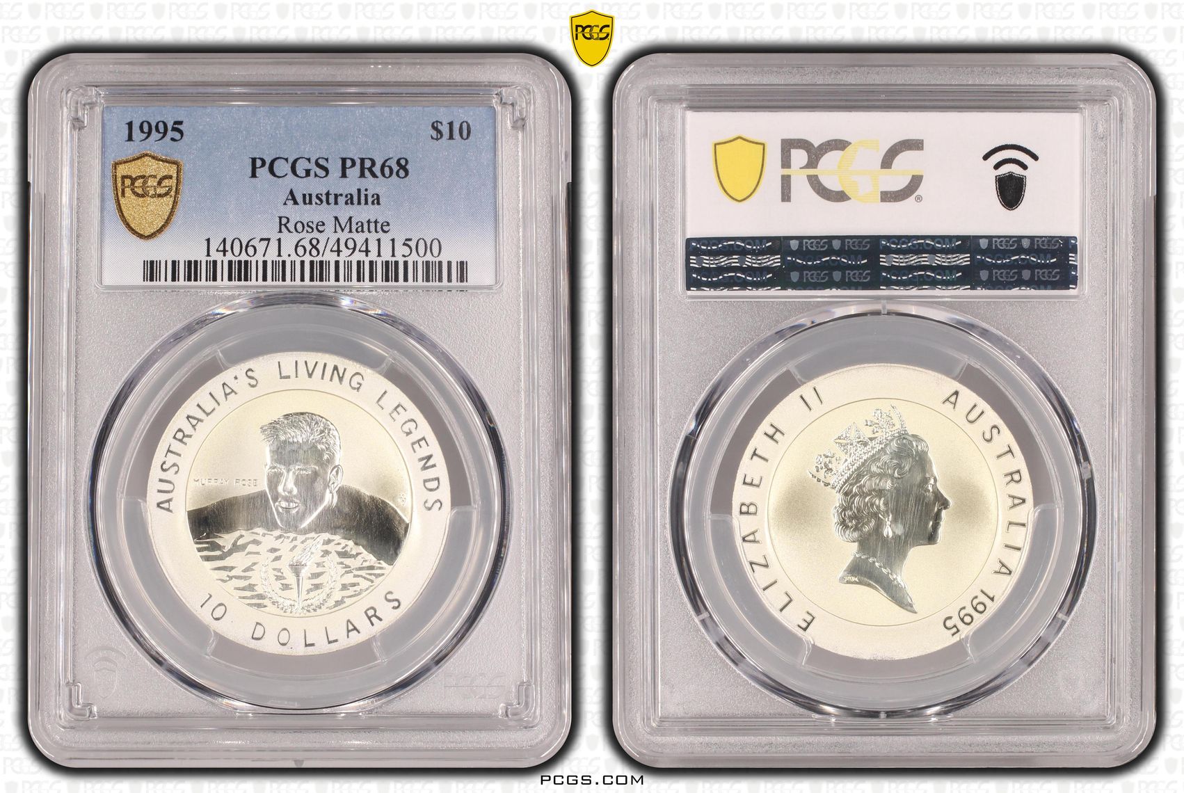 Elizabeth II, Rose Matte , Ten Dollar, 1995, PCGS PR68