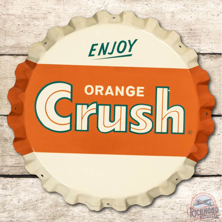 Enjoy Orange Crush Embossed Bottle Cap Tin Sign