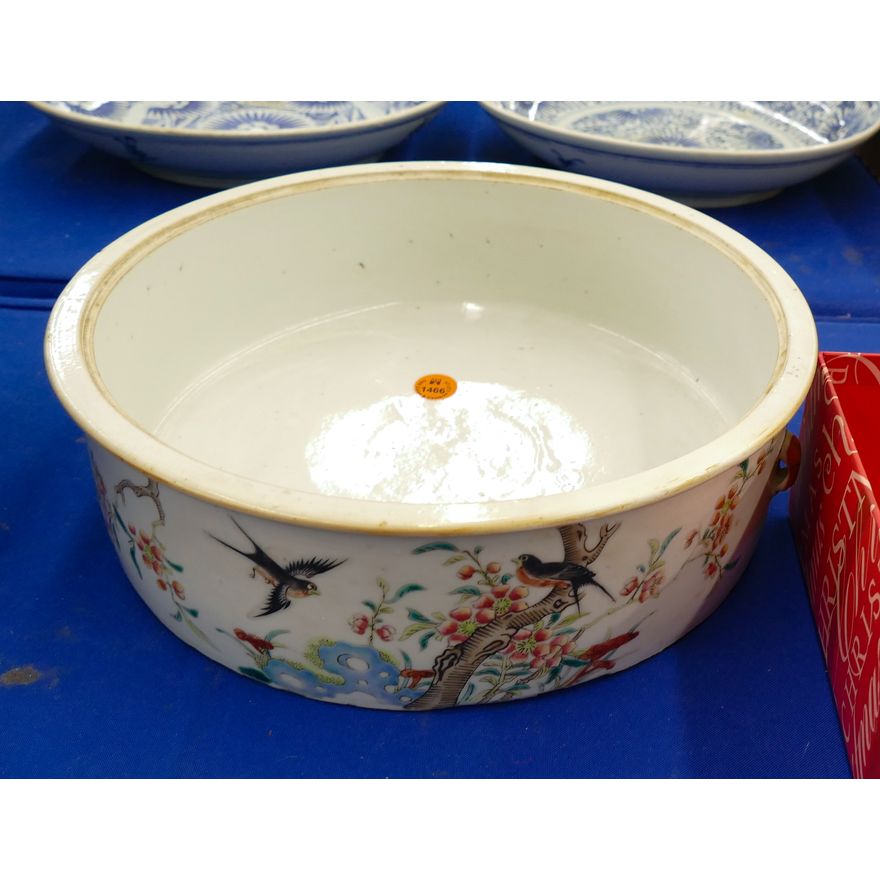 Antique Chinese Porcelain Large Food Bowl 11'' - Missing cover