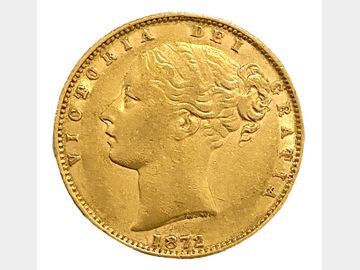 1872 Queen Victoria Young Head London Mint #Die 112 Shield Gold Sovereign.