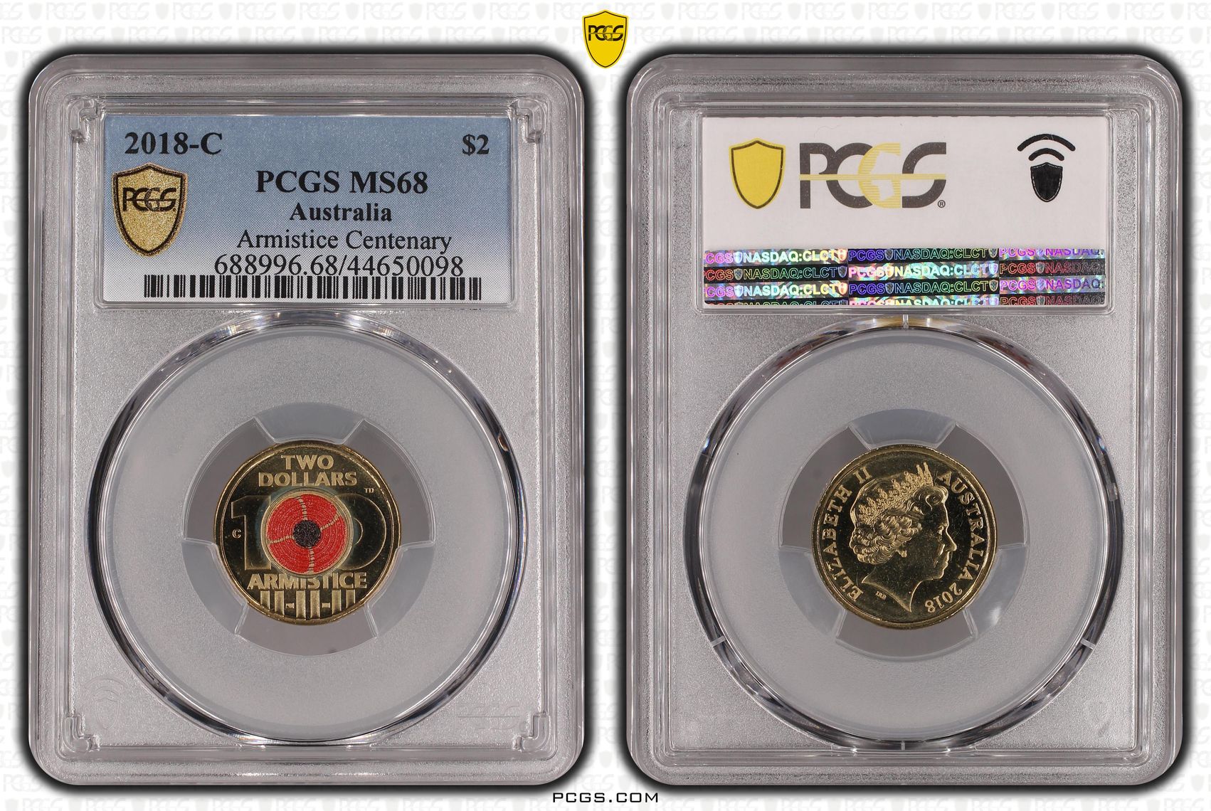 300 · 2018-C Australia Two Dollar, $2 Armistice Centenary PCGS - MS68 -098