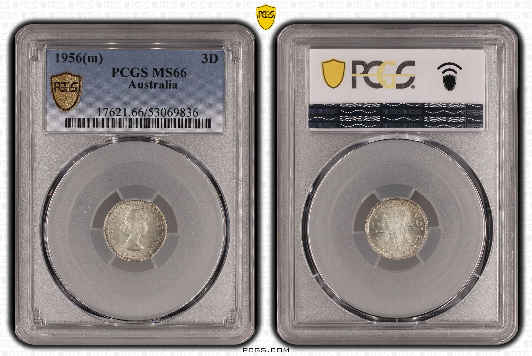 Elizabeth II, Threepence, 1956(m), PCGS MS66
