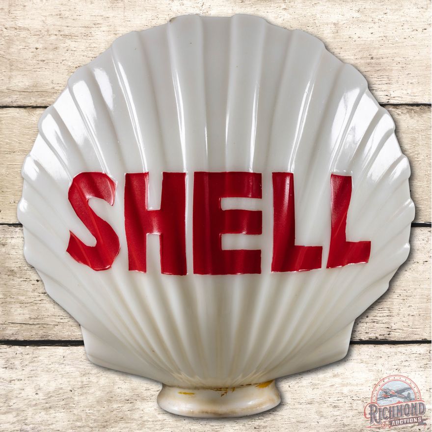 Shell One Piece Clamshell Milk Glass Gas Pump Globe