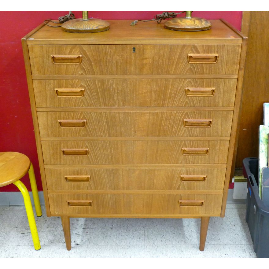 Mid Century Danish Teak Highboy Chest 43.5''x33.5''x17''