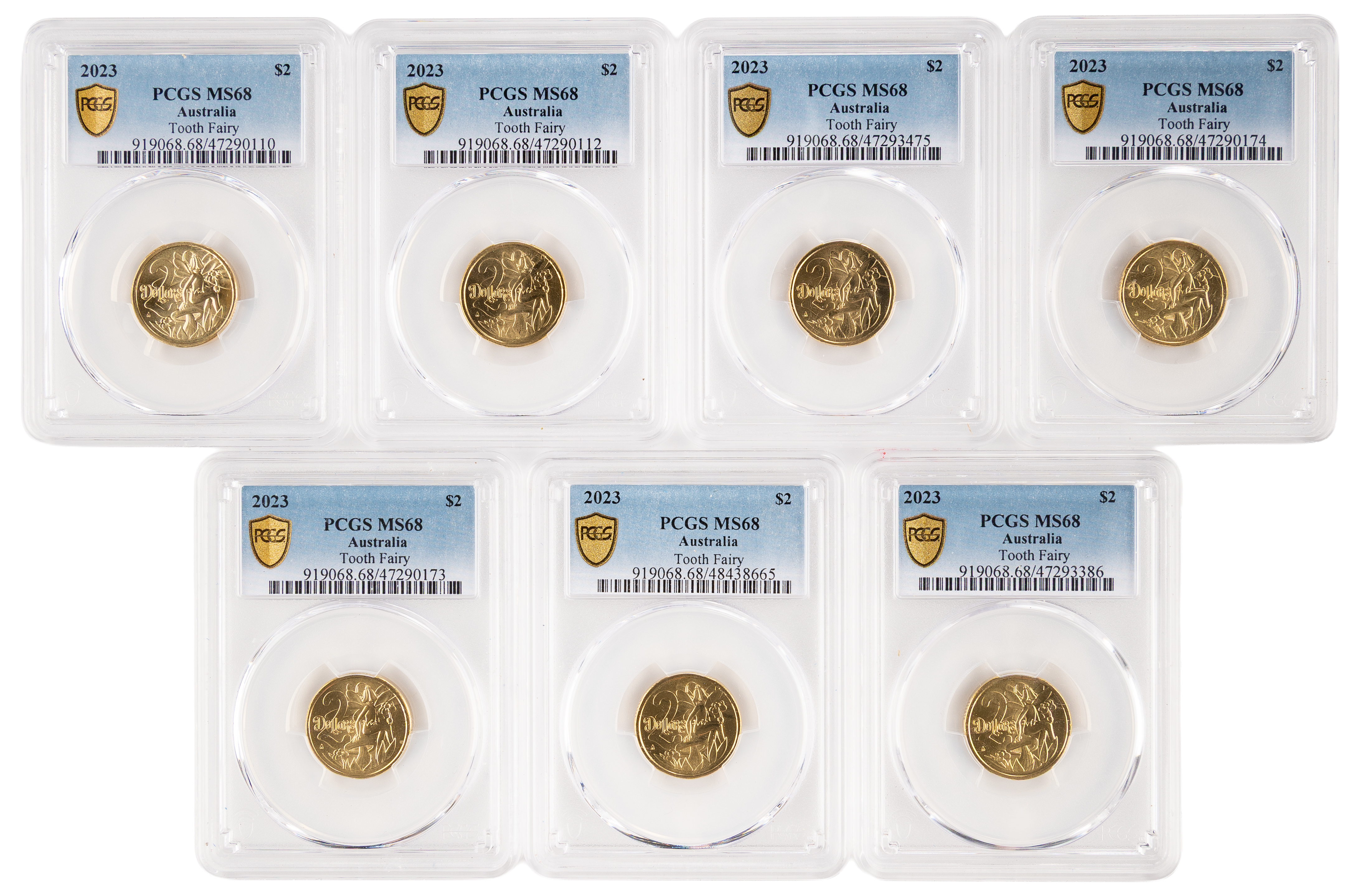 7x Tooth Fairy, Two Dollar, 2023, PCGS MS68