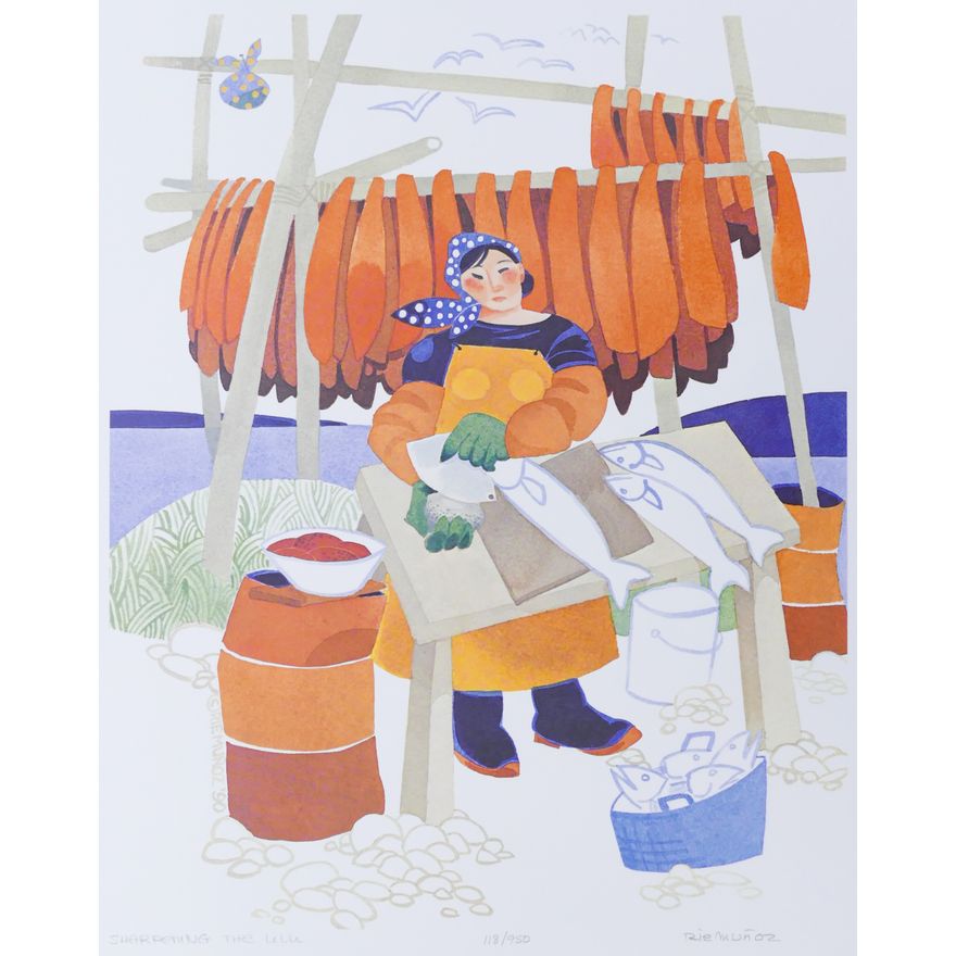 Rie Munoz ''Sharpening The Ulu'' 1990 Signed Print