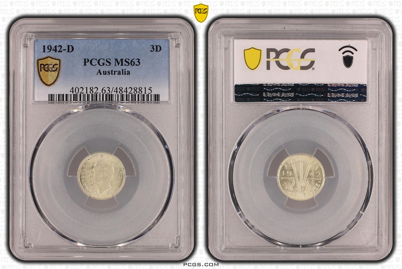 Threepence, 1942-D, PCGS MS 63