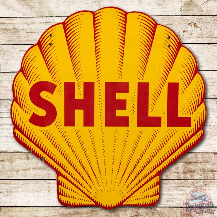 48" Shell Shark Tooth Double Sided Porcelain Sign TAC 9