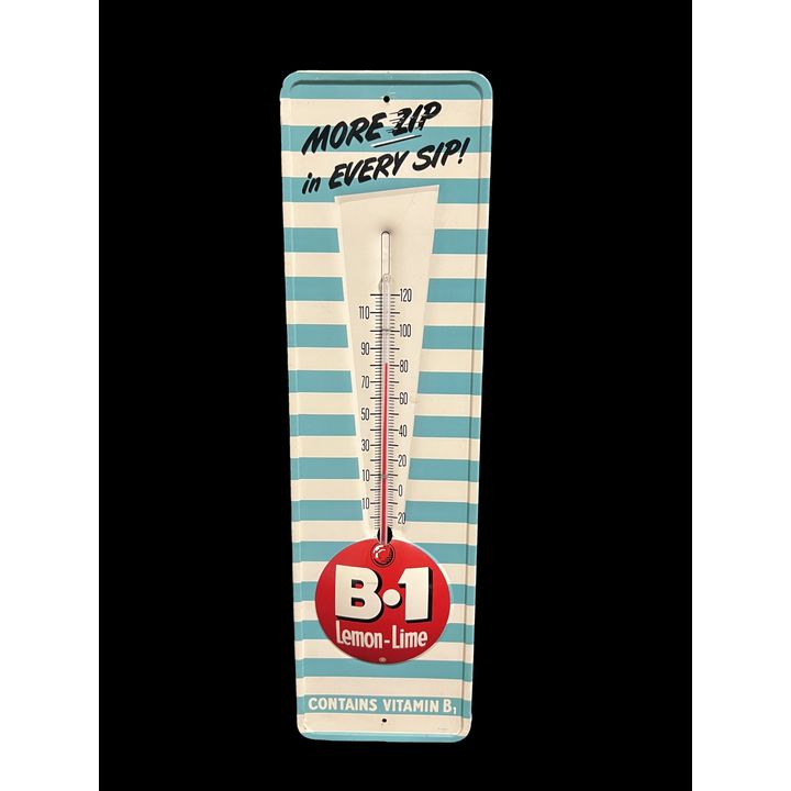 B1 Lemon Lime More Zip Tin Metal Soda Thermometer