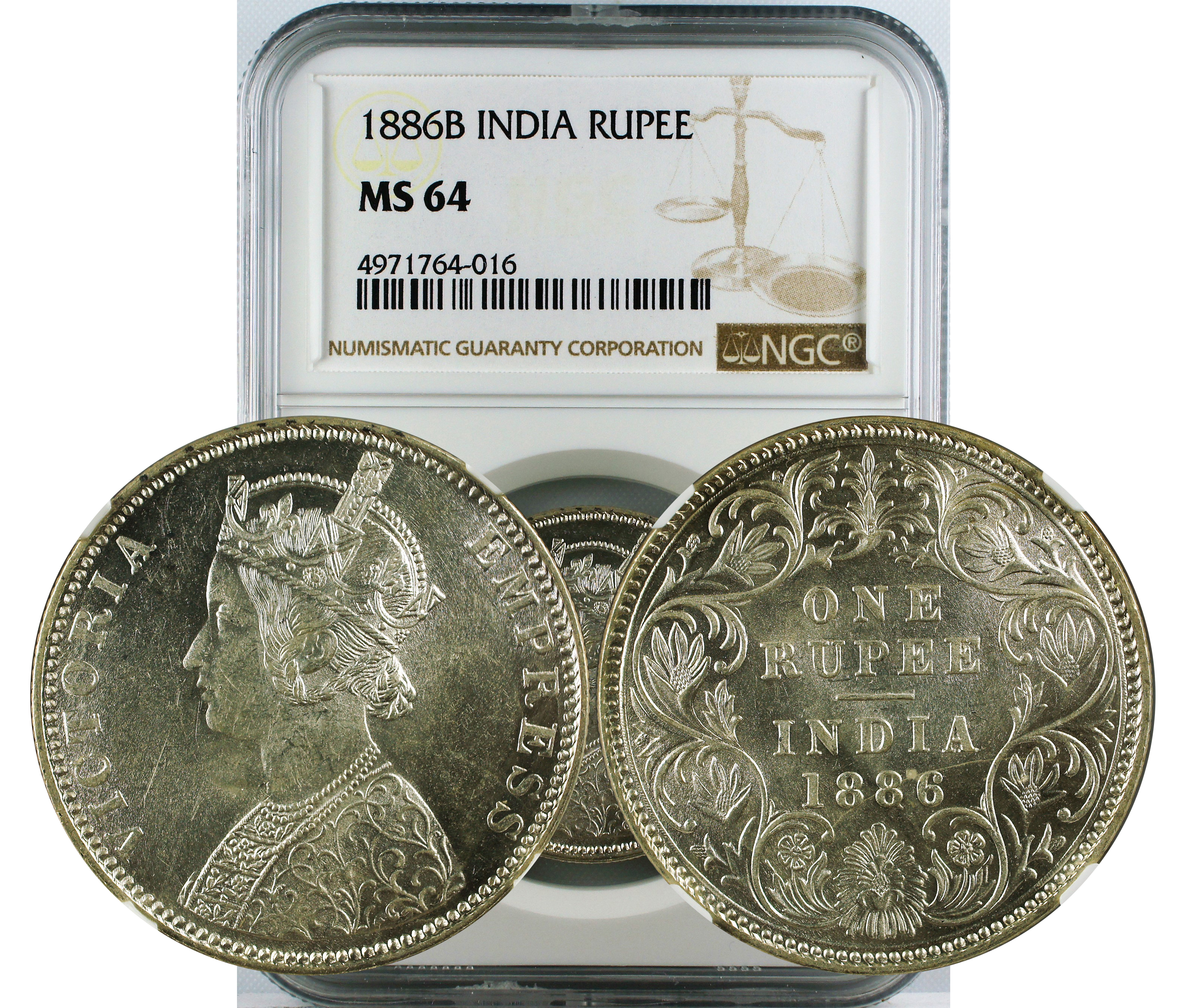 1886 B INDIA RUPEE MS64