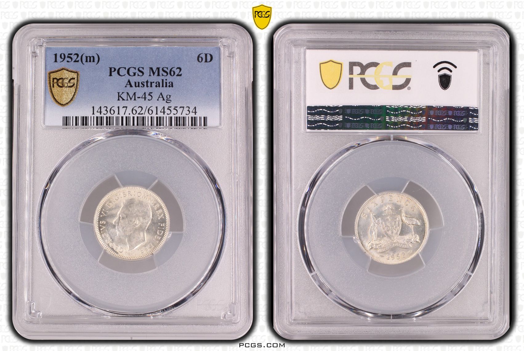 George VI, Sixpence, 1952(m), PCGS MS62