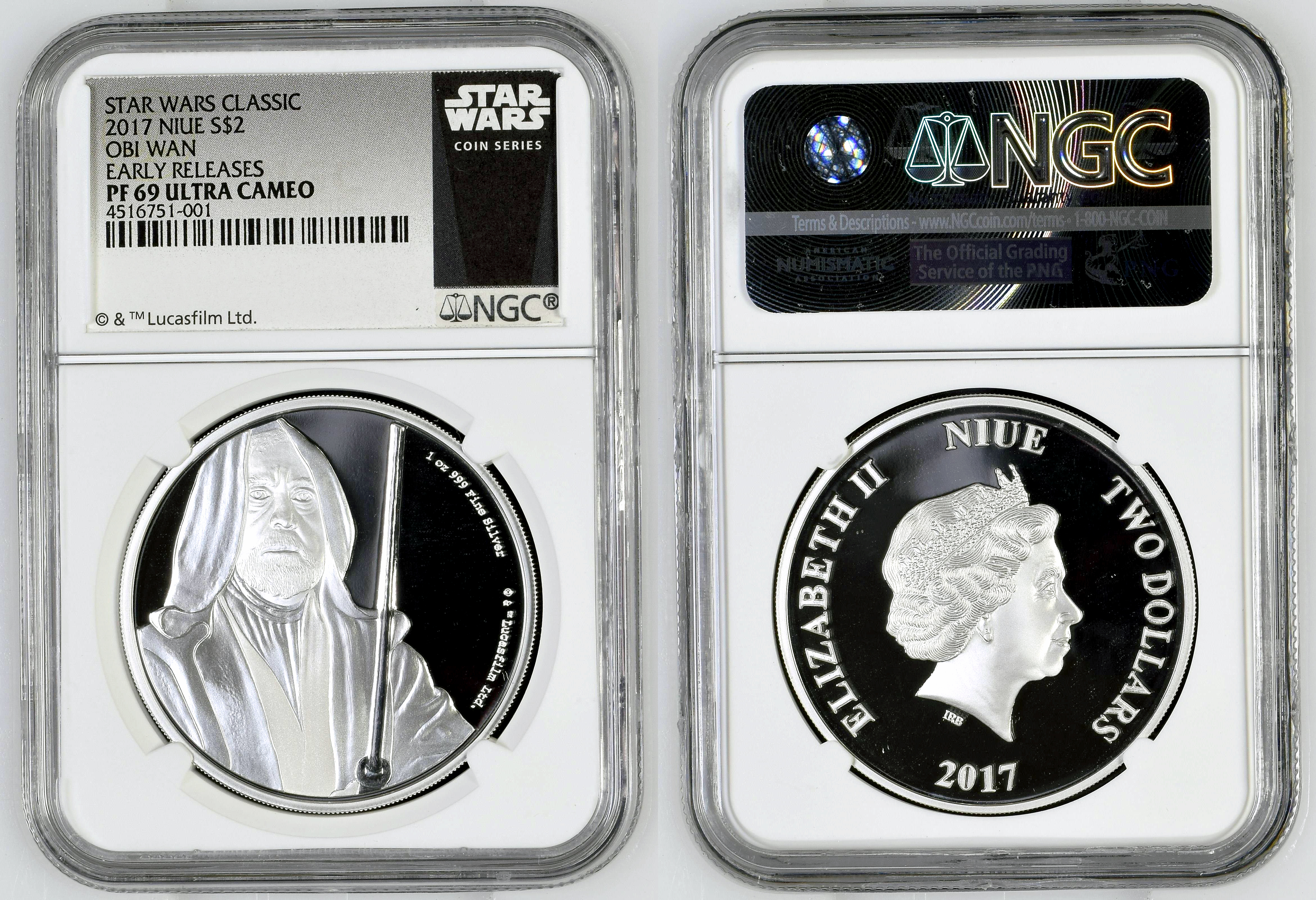 Niue, Obi-Wan Kenobi, Two Dollar, 2017, NGC PF 69 ULTRA CAMEO