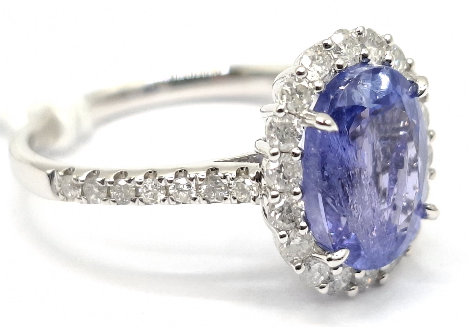 14k White Gold Tanzanite Halo Ring