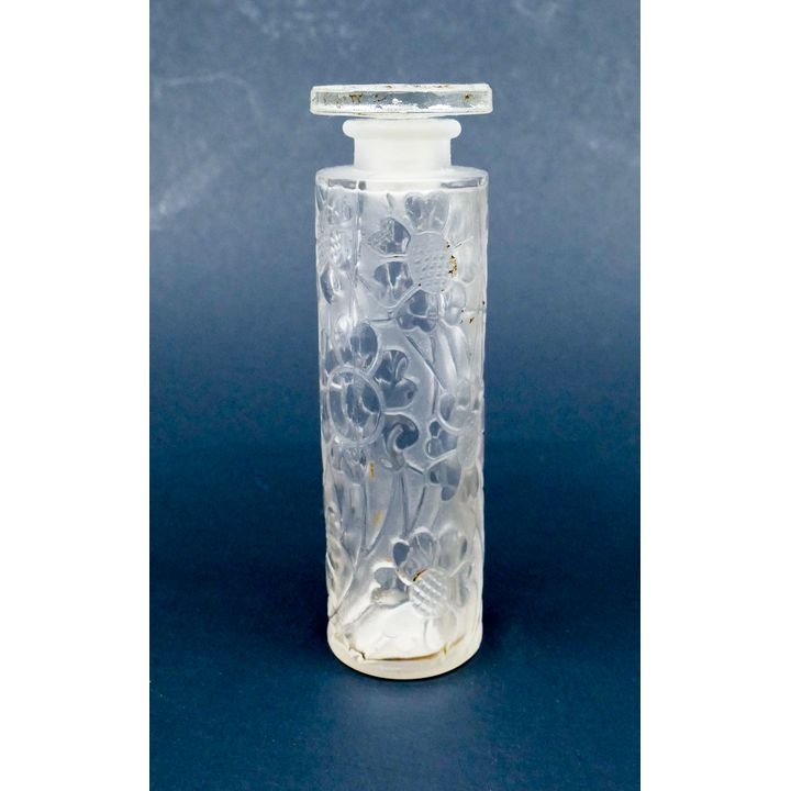 French Art Deco Frosted Glass Perfume Bottle- 4''