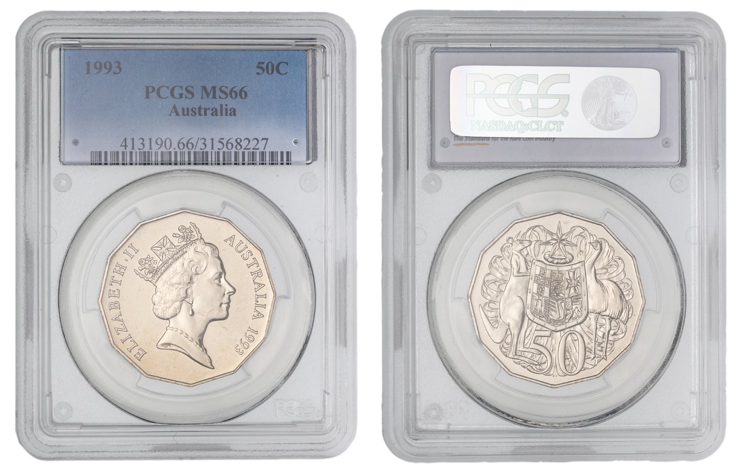 Elizabeth II, Fifty Cent, 1993, PCGS MS66