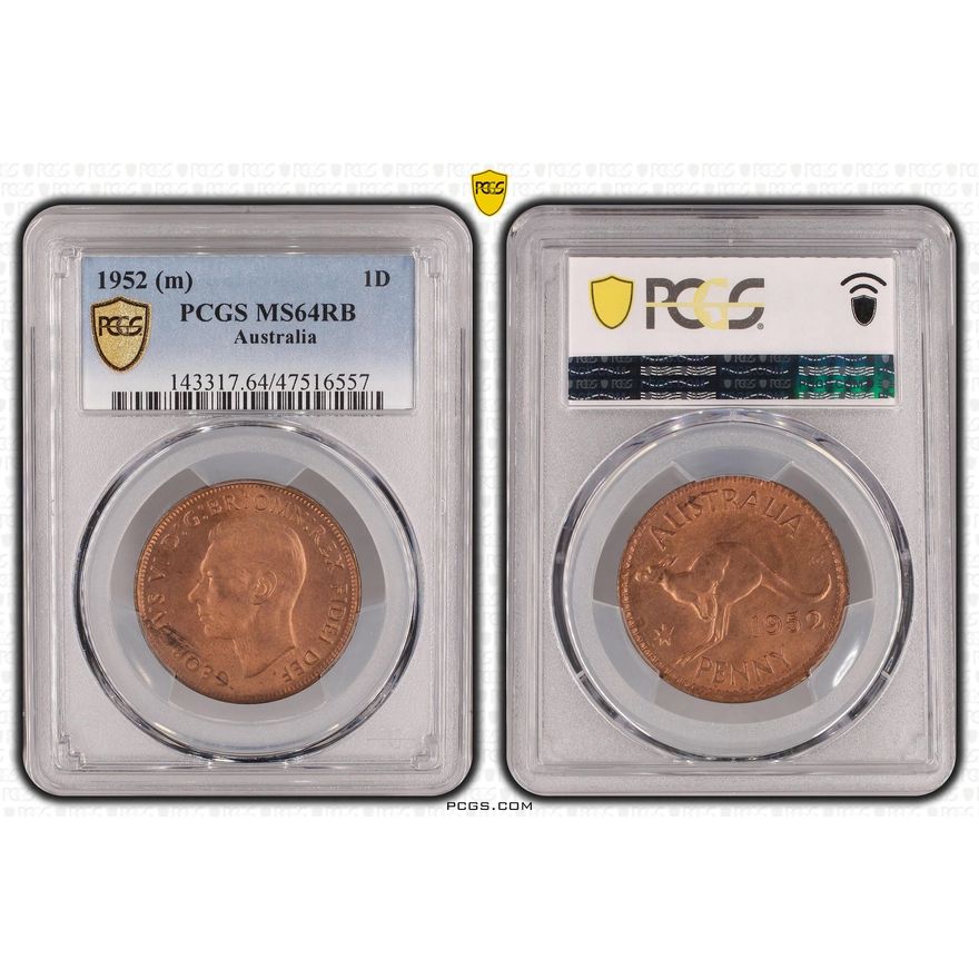 One Penny, 1952, PCGS MS 64RB
