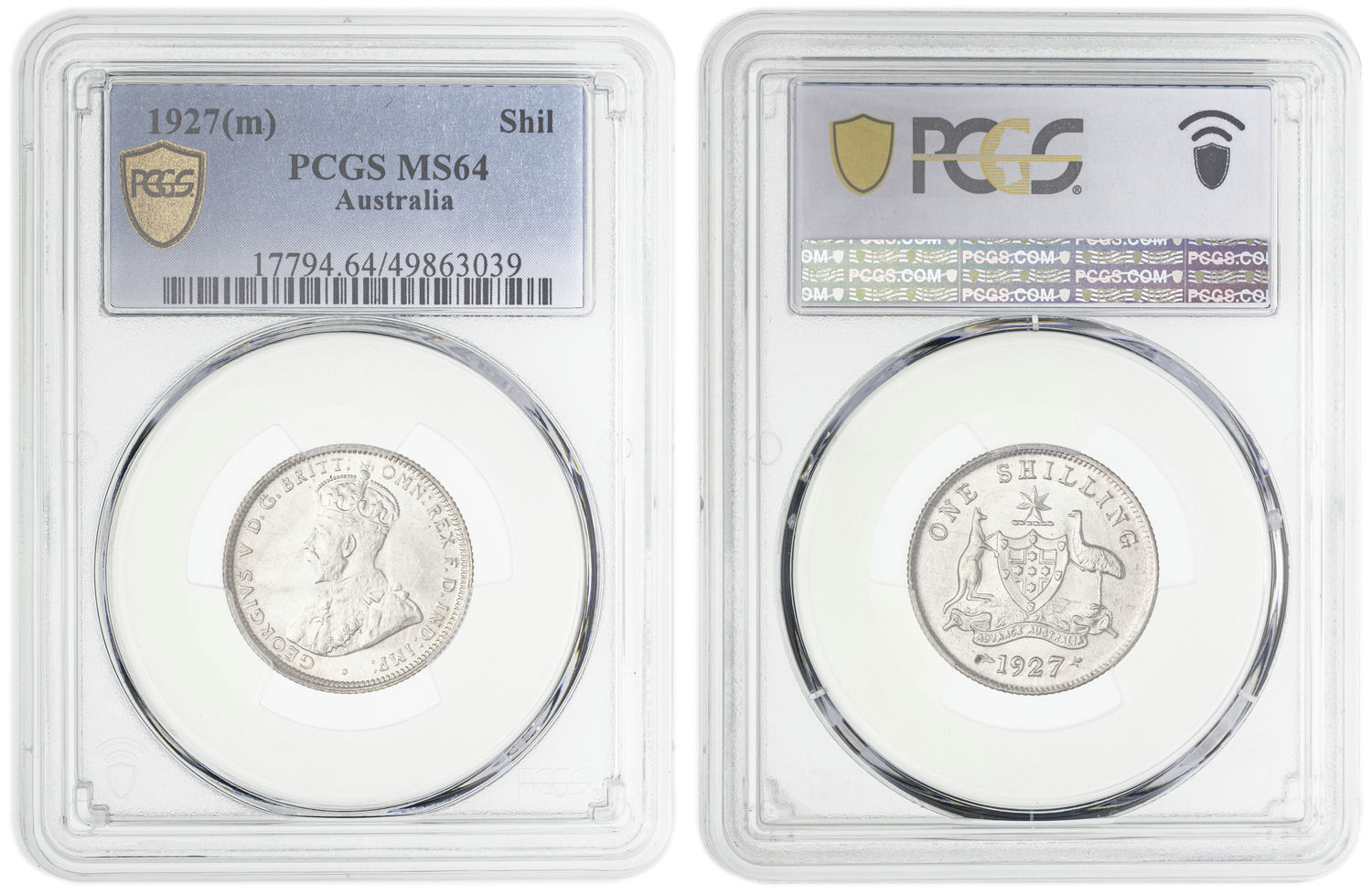 George V, Shilling, 1927, PCGS MS64
