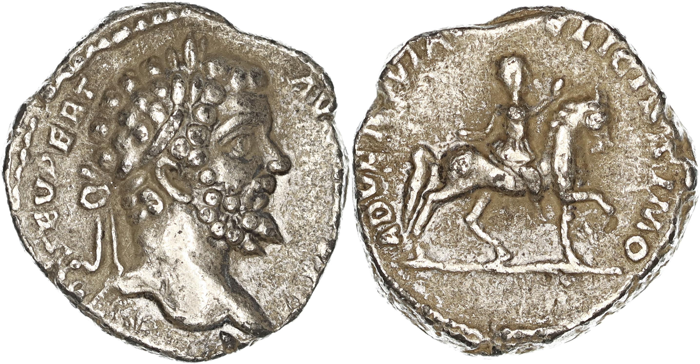 Roman Empire, Septimius Severus, Silver Denarius, 195 AD, nVF