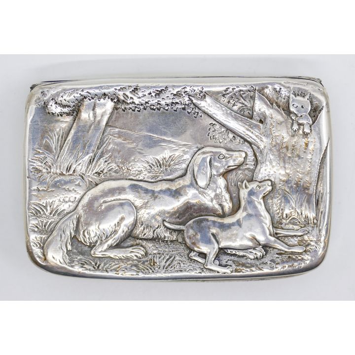 Antique Wallace Sterling Dog Snuff Box 3'' - 63 Grams