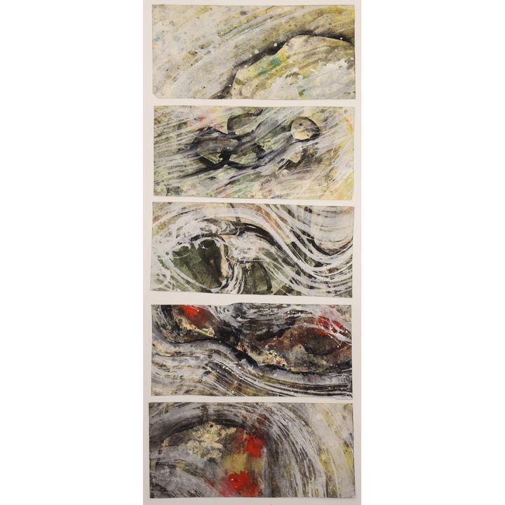 5pc Neil Meitzler 1950's Small Abstracts Casein on Paper
