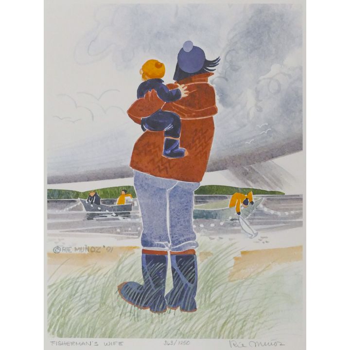 Rie Munoz ''Fisherman's Wife'' 1991 Signed Print 13.75'' x 11.5'' Sheet.