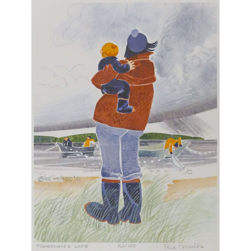 Rie Munoz ''Fisherman's Wife'' 1991 Signed Print 13.75'' x 11.5'' Sheet.