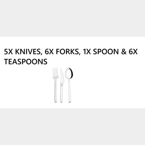 18 Piece Stainless Steel Premium Utensil Set -Bar 9902156443889-(5X KNIVES, 6X FORKS, 1X SPOON & 6X TEASPOONS) | 51745/18322 AS B1 (S2)