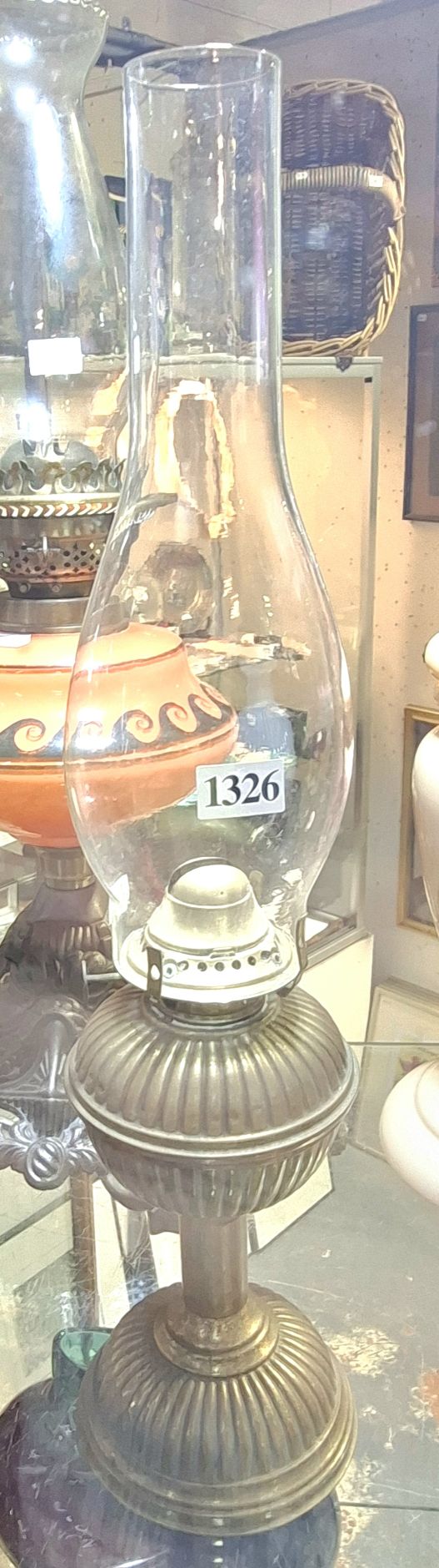 1326 · ANTIQUE BRASS OIL LAMP