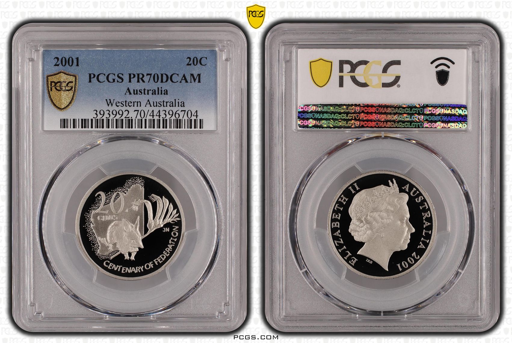 2001 Australia Twenty Cent, 20c Western Australia PCGS - PR70DCAM POP 40/0 -704
