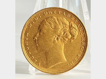1880 VICTORIA YOUNG HEAD LONDON MINT GEORGE & DRAGON GOLD SOVEREIGN