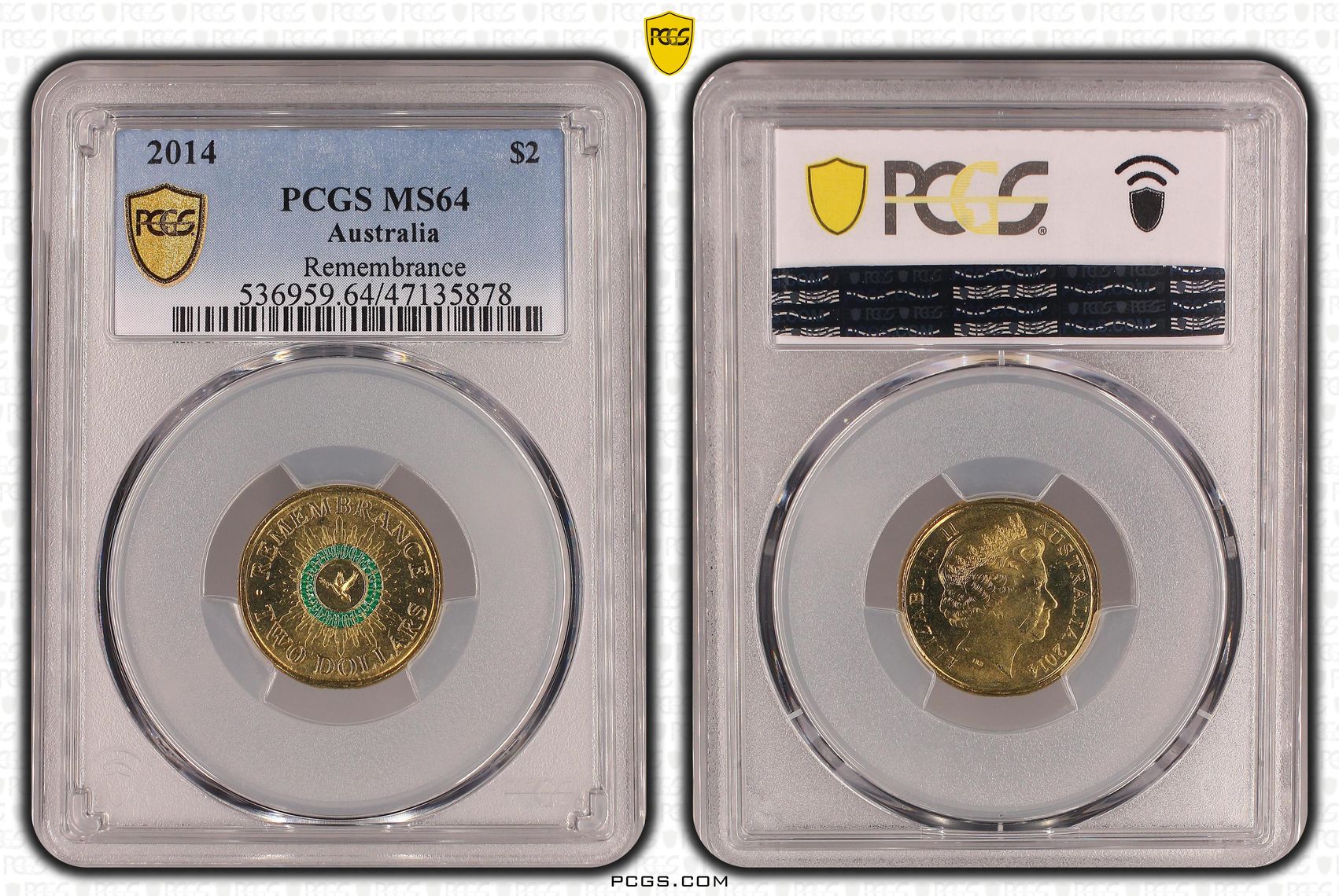 Elizabeth II, Remembrance - Colorized, Two Dollar, 2014, PCGS MS64