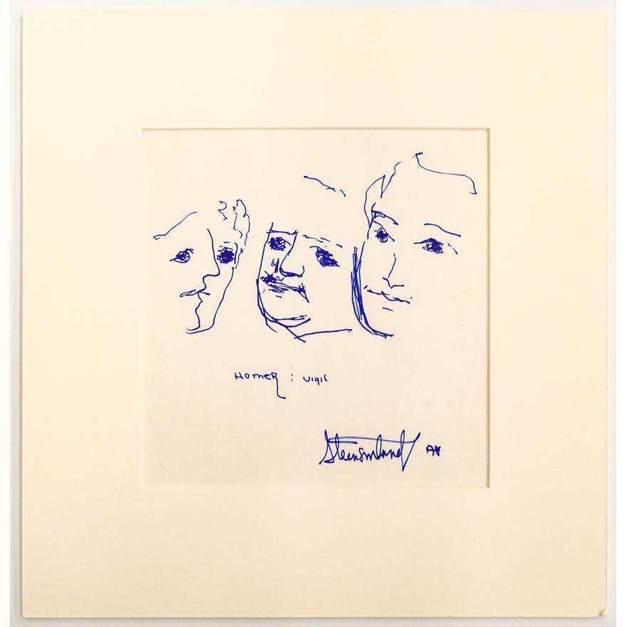 Jay Steensma ''Homer: Vigil'' Signed 1978 Ink on Paper Matted 14.5''x14''