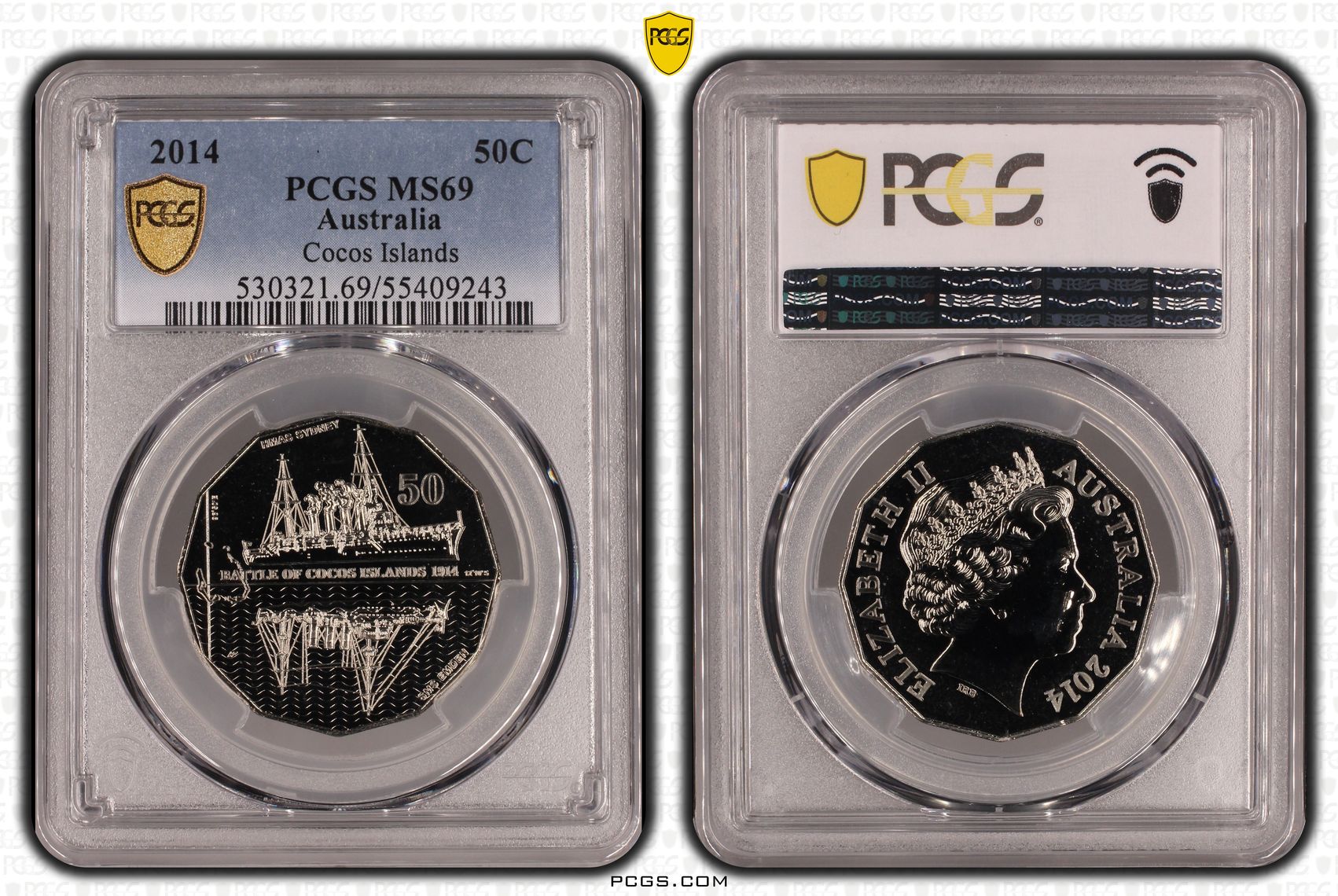Cocos Islands, Fifty Cent, 2014, PCGS MS69