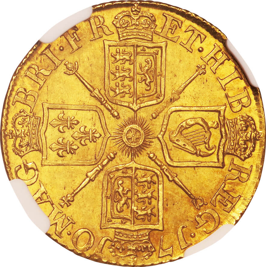 英国-GB. 1710. Gold. ギニー(Guinea). NGC MS64+. 未使用＋