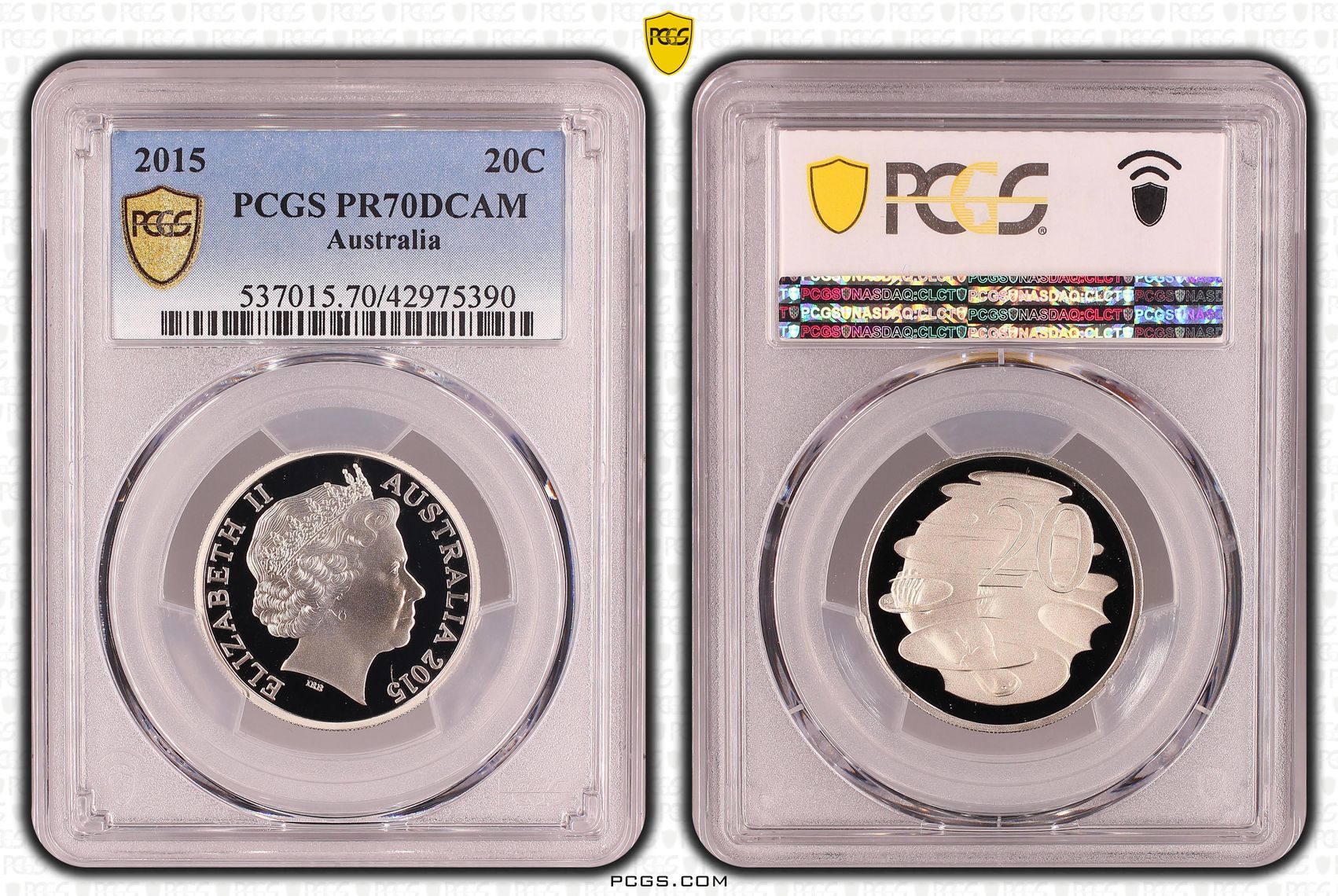 2015 Australian Twenty Cent, 20c Proof PCGS - PR70DCAM POP 78/0 -390