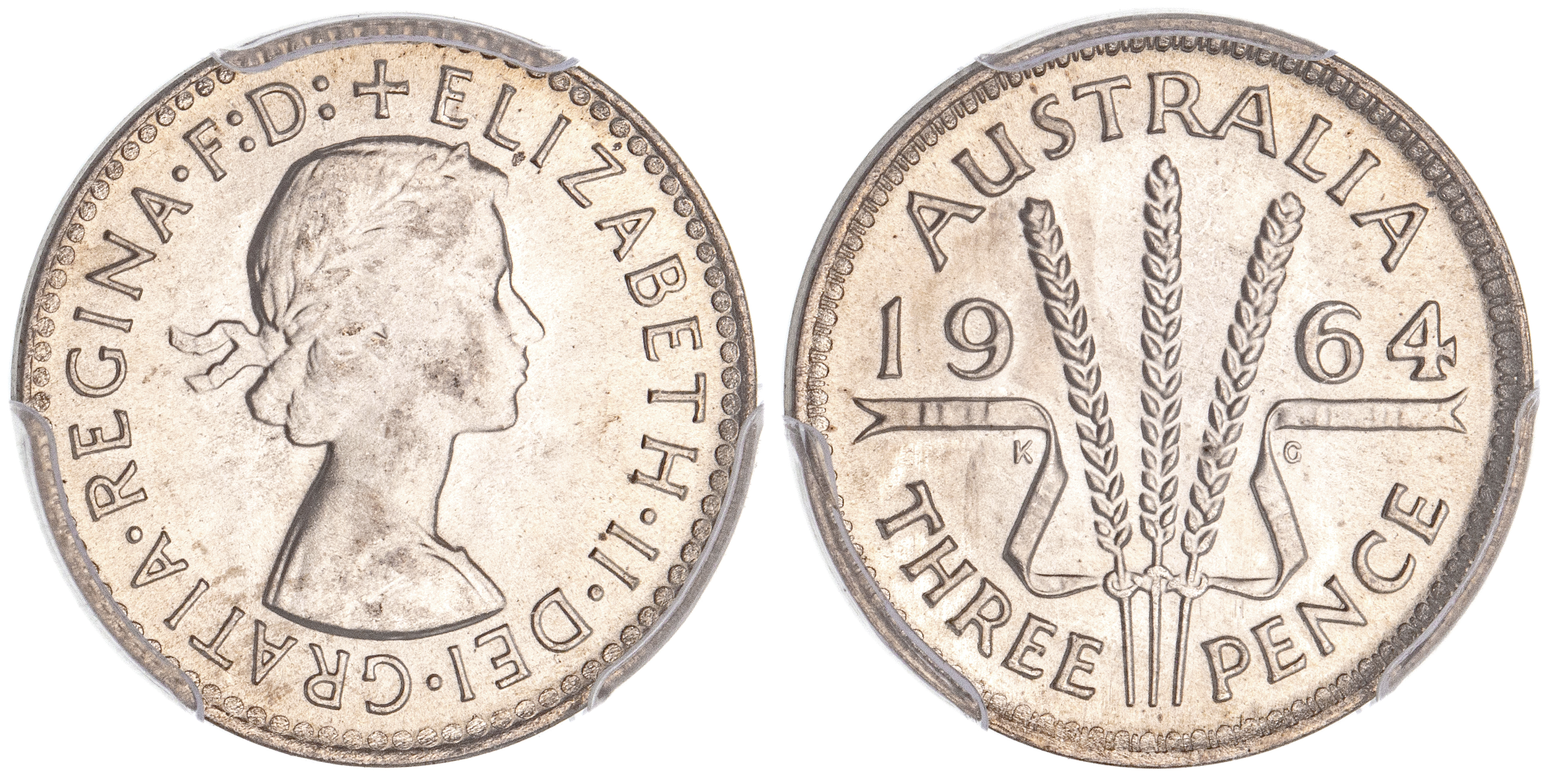 Elizabeth II, Threepence, 1964, PCGS MS 66