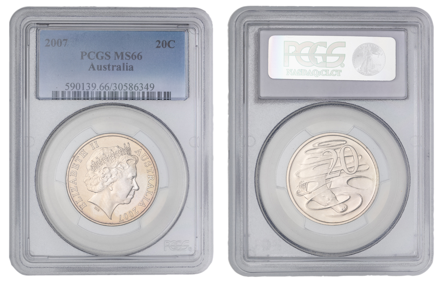 Elizabeth II, Twenty Cent, 2007, PCGS MS66