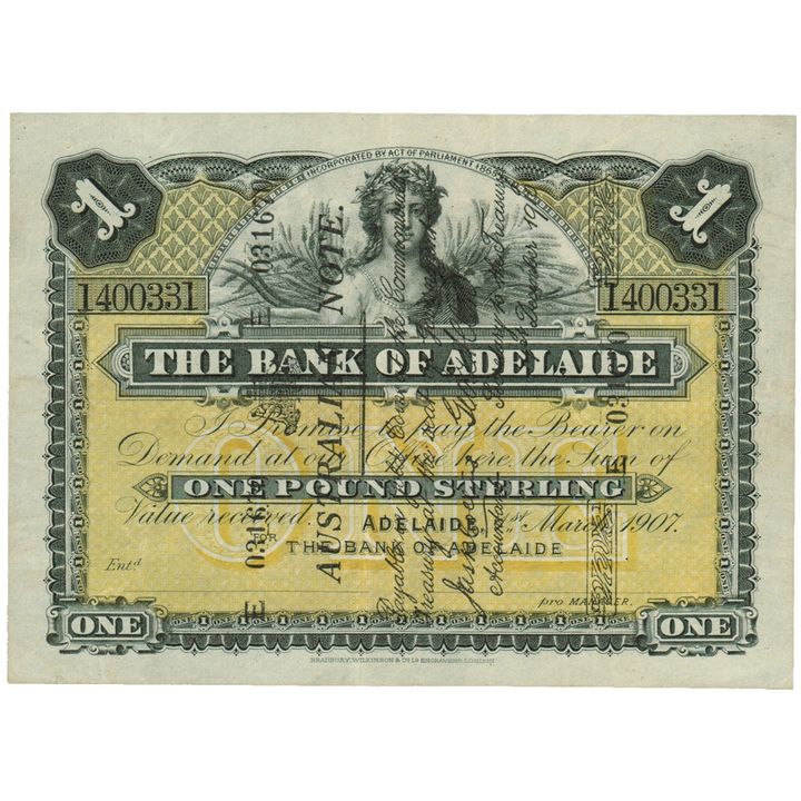 1907 Bank of Adelaide 1 Superscribe Issue
