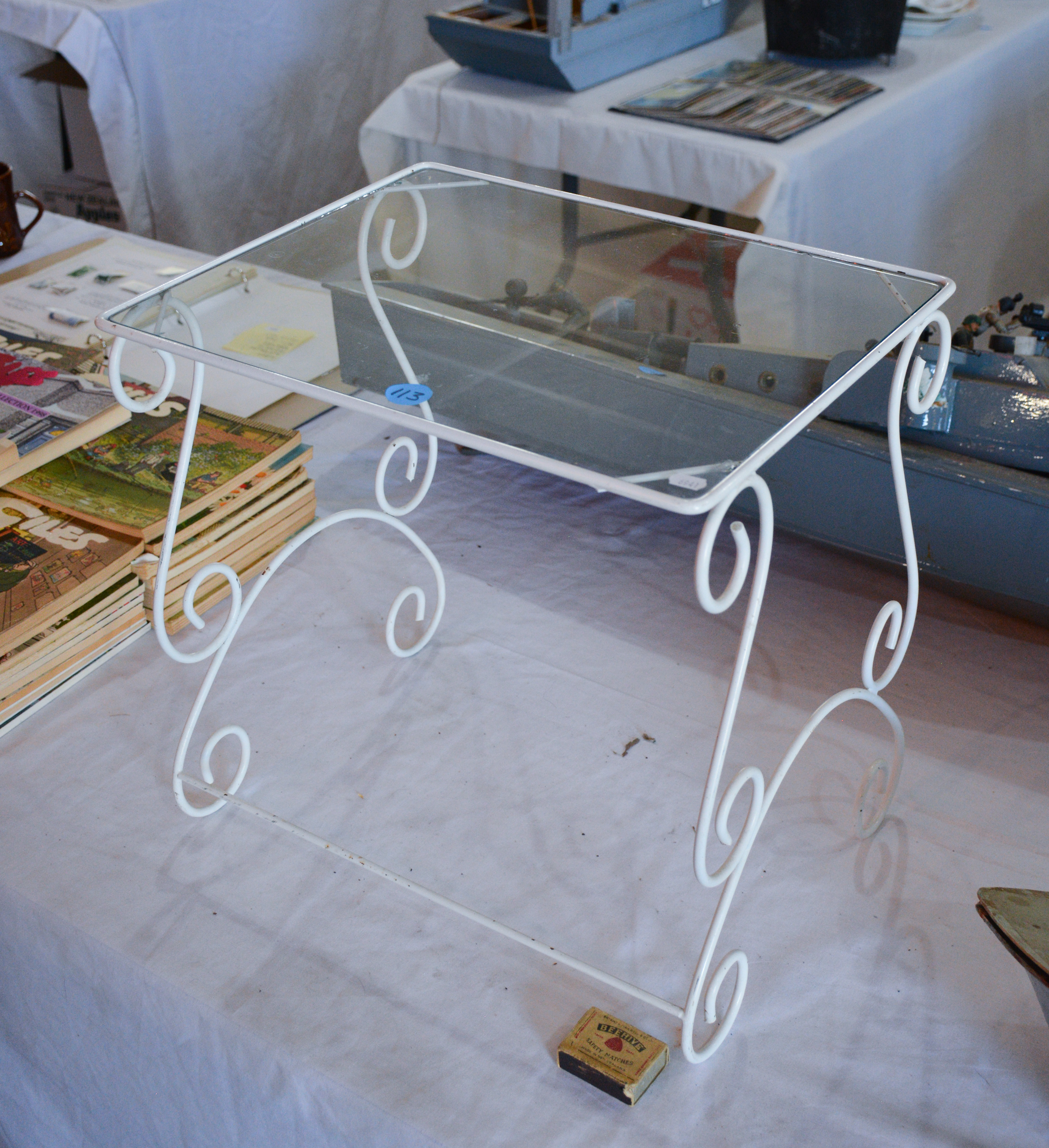 Retro Glass + Metal Side Table — sold at auction in New Zealand for $25
