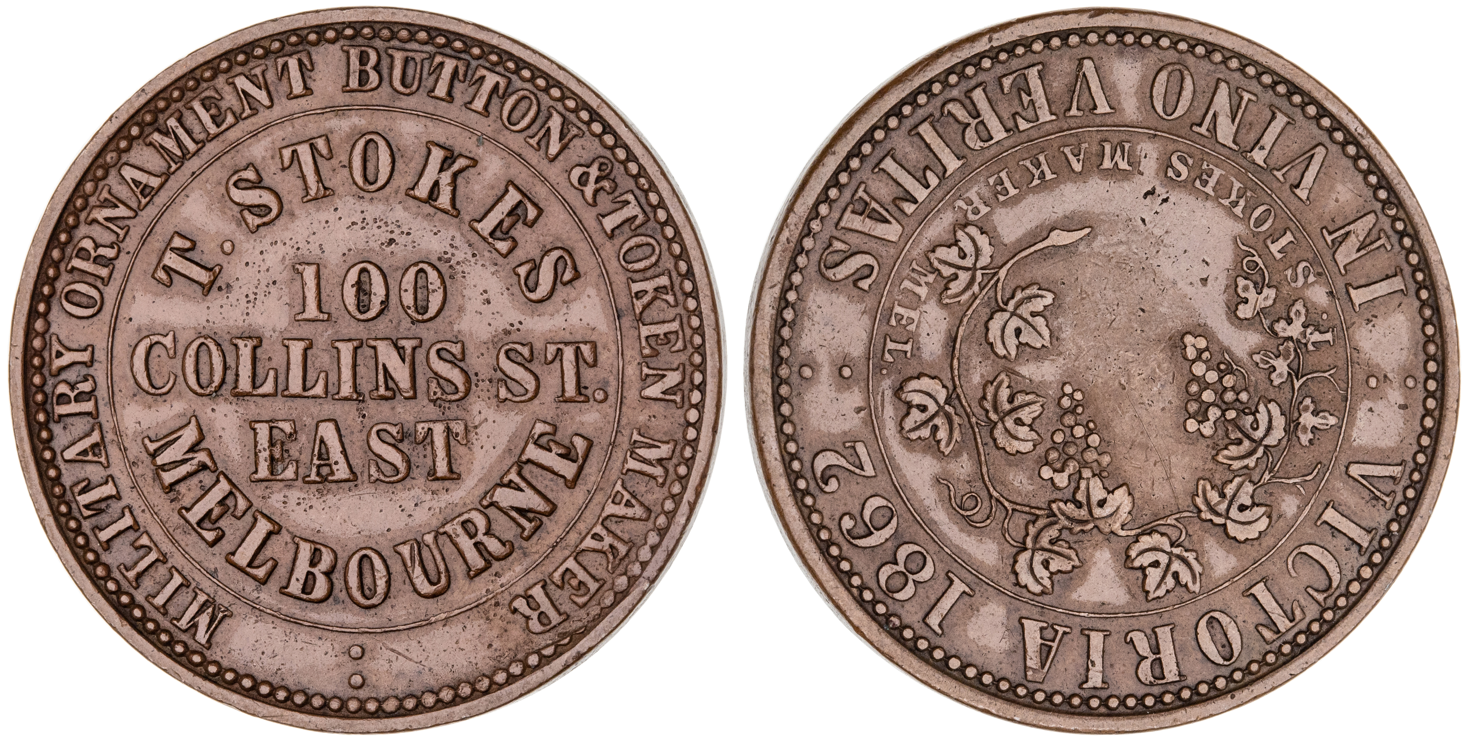 Melbourne, Victoria, T. Stokes, Penny, 1862, gVF