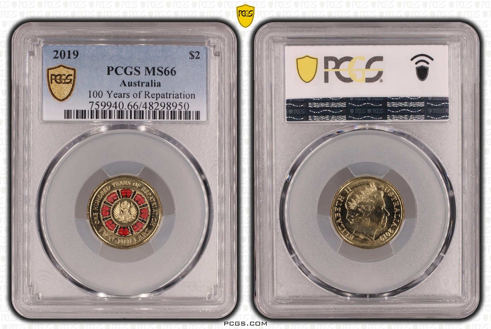 100 Years of Repatriation - Colorized , Two Dollar, 2019, PCGS MS66