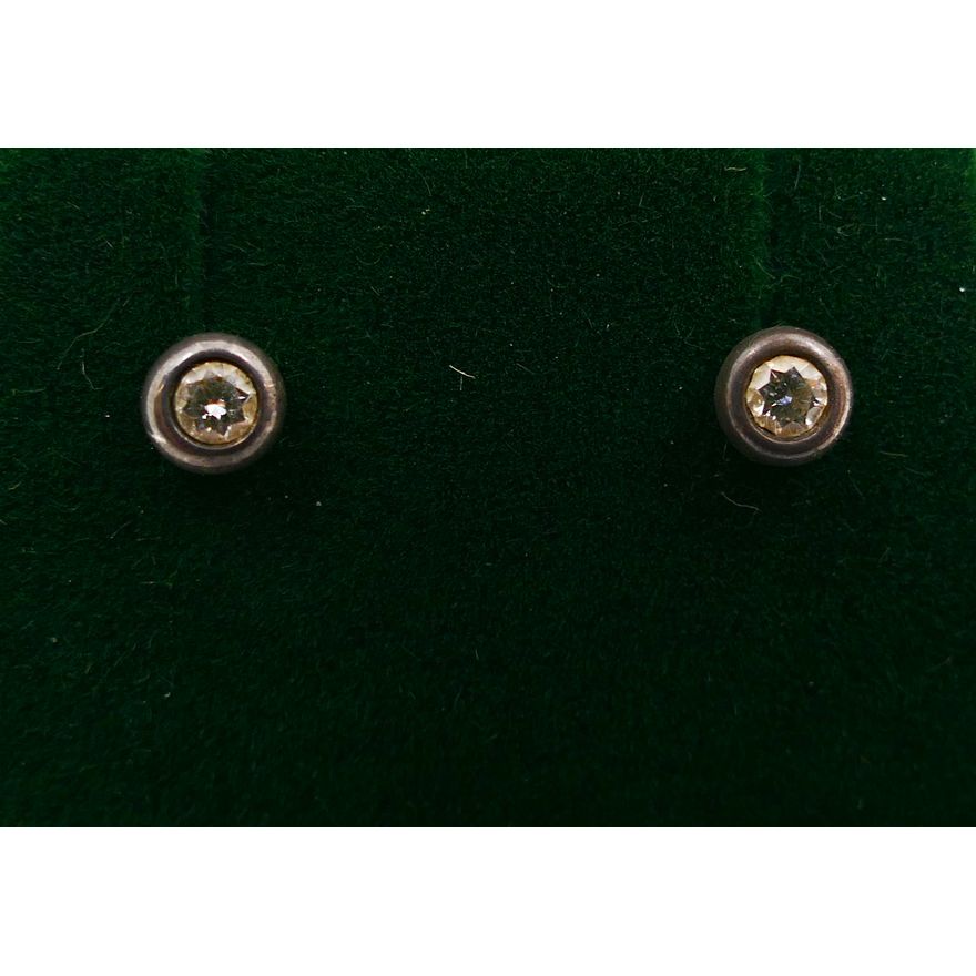 Tiffany & Co Sterling & Diamond Stud Earrings- 4.5mm